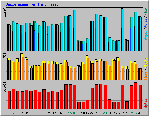 Daily usage for March 2025